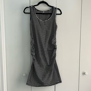 Maternity Navy Striped Sleeveless Dress